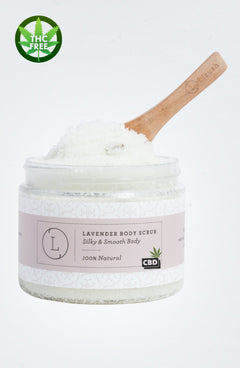 CBD Lavender Body Scrub with CBD, Natural Body Salt Scrub (THC free) - Great Deals Online